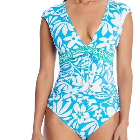 Bleu by Rod Beattie Women's Cap-Sleeve One-Piece Swimsuit Size 10 - Picture 1 of 7